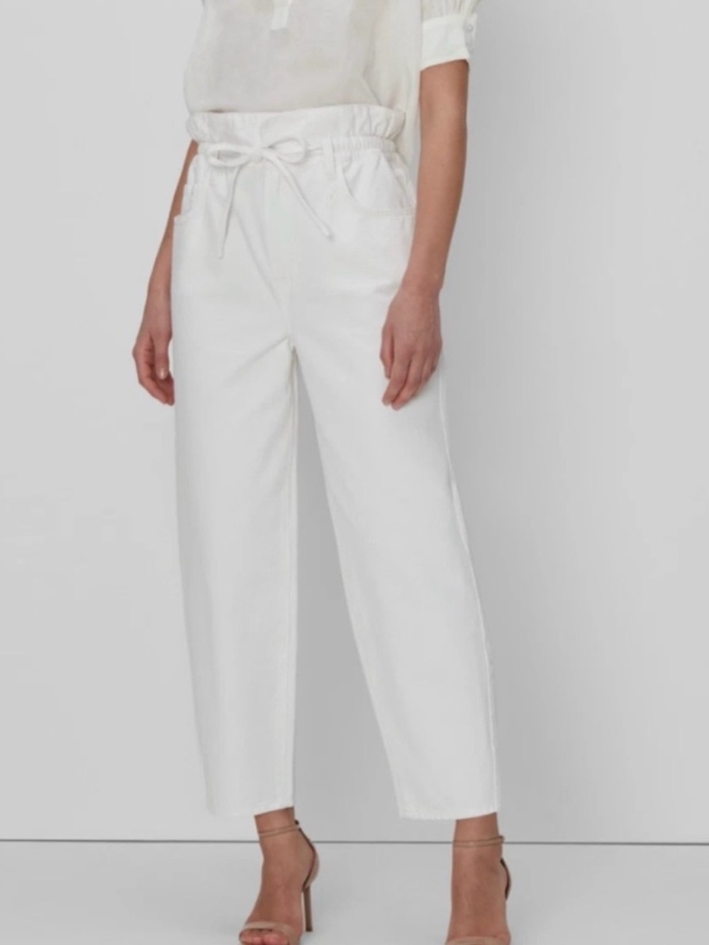 7 For All Mankind White Drawstring Paperbag Balloon Jeans